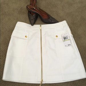 Michael Kors White Zip Cargo Skirt NWT Sz 4